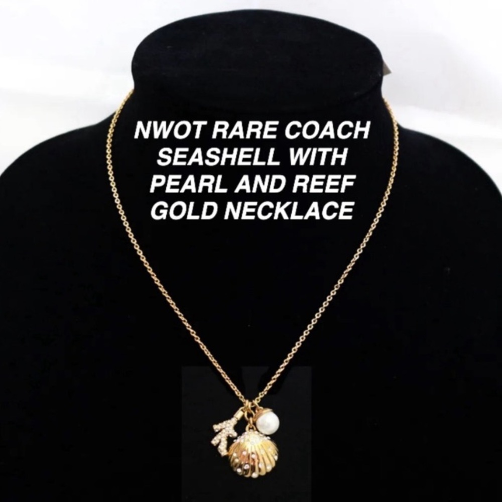BRAND NEW RARE PEARL CORAL CRYSTALED NECKLACE